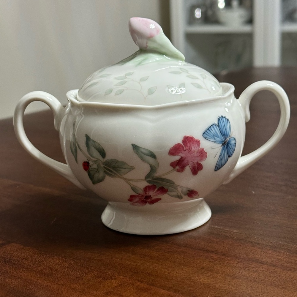 🧡Lenox Butterfly Meadow Floral Sugar Bowl with Lid🧡